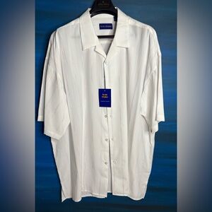 🆕 Tony Blake Short-Sleeve Casual Button-Down Red White and Blue Stripe Shirt